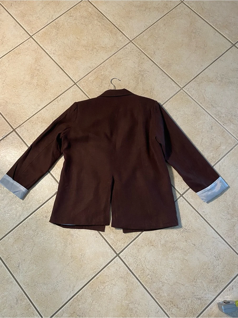 Tahari Linen Brown open Double-Breasted Women's Blazer